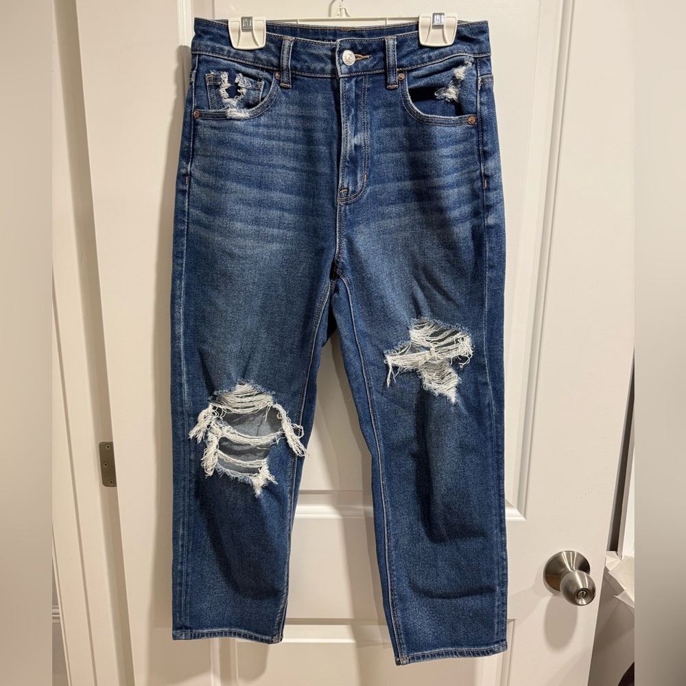 American Eagle stretchy, super soft, ripped mom jeans